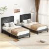 imageGiantex Twin Bed Frames with Headboard Modern Upholstered Platform Bed Frame with Vertical Channel Tufted Headboard Wooden Slats Support No Box Spring Needed GrayTwin