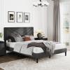 imageGiantex Twin Bed Frames with Headboard Modern Upholstered Platform Bed Frame with Vertical Channel Tufted Headboard Wooden Slats Support No Box Spring Needed GrayQueen
