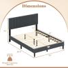 imageGiantex Twin Bed Frames with Headboard Modern Upholstered Platform Bed Frame with Vertical Channel Tufted Headboard Wooden Slats Support No Box Spring Needed GrayQueen