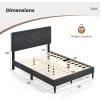 imageGiantex Twin Bed Frames with Headboard Modern Upholstered Platform Bed Frame with Vertical Channel Tufted Headboard Wooden Slats Support No Box Spring Needed GrayFull