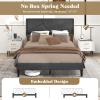 imageGiantex Twin Bed Frames with Headboard Modern Upholstered Platform Bed Frame with Vertical Channel Tufted Headboard Wooden Slats Support No Box Spring Needed GrayFull