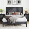 imageGiantex Twin Bed Frames with Headboard Modern Upholstered Platform Bed Frame with Vertical Channel Tufted Headboard Wooden Slats Support No Box Spring Needed GrayFull