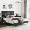 imageGiantex Twin Bed Frames with Headboard Modern Upholstered Platform Bed Frame with Vertical Channel Tufted Headboard Wooden Slats Support No Box Spring Needed GrayFull