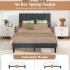 imageGiantex Twin Bed Frames with Headboard Modern Upholstered Platform Bed Frame with Vertical Channel Tufted Headboard Wooden Slats Support No Box Spring Needed GrayFull