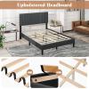 imageGiantex Twin Bed Frames with Headboard Modern Upholstered Platform Bed Frame with Vertical Channel Tufted Headboard Wooden Slats Support No Box Spring Needed GrayFull