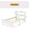 imageGiantex Twin Bed Frames with Storage Headboard Wood Platform Bed with Charging Station ampamp LED Light Single Bed with Slats Support UnderBed Space Twin Bed Frames for Kids Girls Boys WhiteWhite