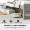 imageGiantex Twin Bed Frames with Storage Headboard Wood Platform Bed with Charging Station ampamp LED Light Single Bed with Slats Support UnderBed Space Twin Bed Frames for Kids Girls Boys WhiteGrey