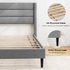 imageGiantex Twin Bed Frames with Wingback Headboard Modern Linen Upholstered Platform Bed with Wooden Slats Support No Box Spring Needed Twin Bed Frames for Kids GreyHorizontal Channel Tufting