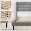 imageGiantex Twin Bed Frames with Wingback Headboard Modern Linen Upholstered Platform Bed with Wooden Slats Support No Box Spring Needed Twin Bed Frames for Kids GreyHorizontal Channel Tufting