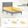 imageGiantex Twin Bed Frames with Wingback Headboard Modern Linen Upholstered Platform Bed with Wooden Slats Support No Box Spring Needed Twin Bed Frames for Kids GreyDiagonal Channel Tufting