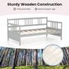 imageGiantex Twin Daybed Frame Wooden Sofa Bed Guest Bed with Rails ampamp Wood Slat Support Dualuse Twin Size Platform Bed Frame for Living Room Bedroom No Box Spring Needed CherryGrey