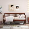 imageGiantex Twin Daybed Frame Wooden Sofa Bed Guest Bed with Rails ampamp Wood Slat Support Dualuse Twin Size Platform Bed Frame for Living Room Bedroom No Box Spring Needed CherryCherry