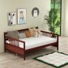 imageGiantex Twin Daybed Frame Wooden Sofa Bed Guest Bed with Rails ampamp Wood Slat Support Dualuse Twin Size Platform Bed Frame for Living Room Bedroom No Box Spring Needed CherryCherry
