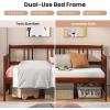 imageGiantex Twin Daybed Frame Wooden Sofa Bed Guest Bed with Rails ampamp Wood Slat Support Dualuse Twin Size Platform Bed Frame for Living Room Bedroom No Box Spring Needed CherryCherry
