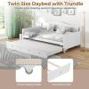 imageGiantex Twin Daybed with Trundle Solid Wood Day Bed with Slats Support Integrated Headboard ampamp Armrests Modern Trundle Bed Twin for Living Room Bedroom Guest Room No Box Spring Needed GreyWhite