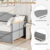 imageGiantex Twin Daybed with Trundle Solid Wood Day Bed with Slats Support Integrated Headboard ampamp Armrests Modern Trundle Bed Twin for Living Room Bedroom Guest Room No Box Spring Needed GreyGrey