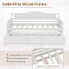 imageGiantex Twin Daybed with Trundle Solid Wood Day Bed with Slats Support Integrated Headboard ampamp Armrests Modern Trundle Bed Twin for Living Room Bedroom Guest Room No Box Spring Needed GreyWhite