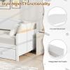 imageGiantex Twin Daybed with Trundle Solid Wood Day Bed with Slats Support Integrated Headboard ampamp Armrests Modern Trundle Bed Twin for Living Room Bedroom Guest Room No Box Spring Needed GreyWhite
