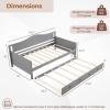 imageGiantex Twin Daybed with Trundle Solid Wood Day Bed with Slats Support Integrated Headboard ampamp Armrests Modern Trundle Bed Twin for Living Room Bedroom Guest Room No Box Spring Needed GreyGrey