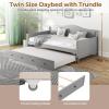 imageGiantex Twin Daybed with Trundle Solid Wood Day Bed with Slats Support Integrated Headboard ampamp Armrests Modern Trundle Bed Twin for Living Room Bedroom Guest Room No Box Spring Needed GreyGrey