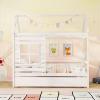 imageGiantex Twin House Bed with Trundle Bed Twin Wooden Twin Bed Frames with Roof Chimney ampamp Window Montessori House Bed with Safety Guardrails House Trundle Bed for Kids Boys Girls Teens WhiteWhite