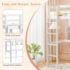 imageGiantex Twin Loft Bed with Desk ampamp Bookcase Solid Wood Loft Bed Frame wSafety Guardrails ampamp Ladder SpaceSaving Twin Size Bed Frame with Storage for Home Dorm Apartment No Box Spring Needed White