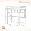 imageGiantex Twin Loft Bed with Desk ampamp Bookcase Solid Wood Loft Bed Frame wSafety Guardrails ampamp Ladder SpaceSaving Twin Size Bed Frame with Storage for Home Dorm Apartment No Box Spring Needed White