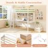 imageGiantex Twin Loft Bed with Desk ampamp Bookcase Solid Wood Loft Bed Frame wSafety Guardrails ampamp Ladder SpaceSaving Twin Size Bed Frame with Storage for Home Dorm Apartment No Box Spring Needed White