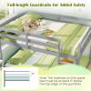 imageGiantex Twin Low Bunk Bed Solid Wood Twin Over Twin Bunk Bed Frame with Full Guardrails ampamp Integrated Ladder Floor Twin Bunk Beds for Kids Boys and Girls No Box Spring Needed NaturalGrey
