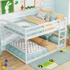 imageGiantex Twin Low Bunk Bed Solid Wood Twin Over Twin Bunk Bed Frame with Full Guardrails ampamp Integrated Ladder Floor Twin Bunk Beds for Kids Boys and Girls No Box Spring Needed NaturalWhite