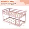imageGiantex Twin Low Bunk Bed Solid Wood Twin Over Twin Bunk Bed Frame with Full Guardrails ampamp Integrated Ladder Floor Twin Bunk Beds for Kids Boys and Girls No Box Spring Needed NaturalPink