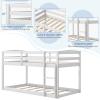 imageGiantex Twin Low Bunk Bed Solid Wood Twin Over Twin Bunk Bed Frame with Full Guardrails ampamp Integrated Ladder Floor Twin Bunk Beds for Kids Boys and Girls No Box Spring Needed NaturalWhite