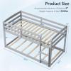 imageGiantex Twin Low Bunk Bed Solid Wood Twin Over Twin Bunk Bed Frame with Full Guardrails ampamp Integrated Ladder Floor Twin Bunk Beds for Kids Boys and Girls No Box Spring Needed NaturalGrey