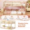 imageGiantex Twin Low Bunk Bed Solid Wood Twin Over Twin Bunk Bed Frame with Full Guardrails ampamp Integrated Ladder Floor Twin Bunk Beds for Kids Boys and Girls No Box Spring Needed NaturalNatural
