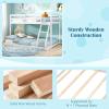 imageGiantex Twin Low Bunk Bed Solid Wood Twin Over Twin Bunk Bed Frame with Full Guardrails ampamp Integrated Ladder Floor Twin Bunk Beds for Kids Boys and Girls No Box Spring Needed NaturalWhite
