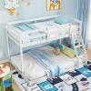 imageGiantex Twin Low Bunk Bed Solid Wood Twin Over Twin Bunk Bed Frame with Full Guardrails ampamp Integrated Ladder Floor Twin Bunk Beds for Kids Boys and Girls No Box Spring Needed NaturalWhite