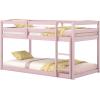 imageGiantex Twin Low Bunk Bed Solid Wood Twin Over Twin Bunk Bed Frame with Full Guardrails ampamp Integrated Ladder Floor Twin Bunk Beds for Kids Boys and Girls No Box Spring Needed NaturalPink