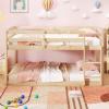 imageGiantex Twin Low Bunk Bed Solid Wood Twin Over Twin Bunk Bed Frame with Full Guardrails ampamp Integrated Ladder Floor Twin Bunk Beds for Kids Boys and Girls No Box Spring Needed NaturalNatural