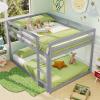imageGiantex Twin Low Bunk Bed Solid Wood Twin Over Twin Bunk Bed Frame with Full Guardrails ampamp Integrated Ladder Floor Twin Bunk Beds for Kids Boys and Girls No Box Spring Needed NaturalGrey