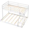 imageGiantex Twin Low Bunk Bed Solid Wood Twin Over Twin Bunk Bed Frame with Full Guardrails ampamp Integrated Ladder Floor Twin Bunk Beds for Kids Boys and Girls No Box Spring Needed NaturalWhite