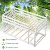 imageGiantex Twin Low Bunk Bed Solid Wood Twin Over Twin Bunk Bed Frame with Full Guardrails ampamp Integrated Ladder Floor Twin Bunk Beds for Kids Boys and Girls No Box Spring Needed NaturalWhite