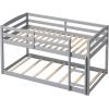 imageGiantex Twin Low Bunk Bed Solid Wood Twin Over Twin Bunk Bed Frame with Full Guardrails ampamp Integrated Ladder Floor Twin Bunk Beds for Kids Boys and Girls No Box Spring Needed NaturalGrey