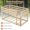 imageGiantex Twin Low Bunk Bed Solid Wood Twin Over Twin Bunk Bed Frame with Full Guardrails ampamp Integrated Ladder Floor Twin Bunk Beds for Kids Boys and Girls No Box Spring Needed NaturalNatural