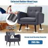 imageGiantex Upholstered Accent Chair Modern Mid Century Linen Fabric Living Room Chair with Arms Max Load 265 Lbs Comfy Tufted Single Sofa for Reading Bedroom Office Club GreyGrey