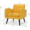 imageGiantex Upholstered Accent Chair Modern Mid Century Linen Fabric Living Room Chair with Arms Max Load 265 Lbs Comfy Tufted Single Sofa for Reading Bedroom Office Club GreyYellow