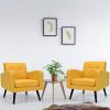 imageGiantex Upholstered Accent Chair Modern Mid Century Linen Fabric Living Room Chair with Arms Max Load 265 Lbs Comfy Tufted Single Sofa for Reading Bedroom Office Club GreyYellow
