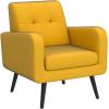 imageGiantex Upholstered Accent Chair Modern Mid Century Linen Fabric Living Room Chair with Arms Max Load 265 Lbs Comfy Tufted Single Sofa for Reading Bedroom Office Club GreyYellow