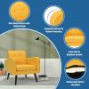 imageGiantex Upholstered Accent Chair Modern Mid Century Linen Fabric Living Room Chair with Arms Max Load 265 Lbs Comfy Tufted Single Sofa for Reading Bedroom Office Club GreyYellow