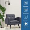 imageGiantex Upholstered Accent Chair Modern Mid Century Linen Fabric Living Room Chair with Arms Max Load 265 Lbs Comfy Tufted Single Sofa for Reading Bedroom Office Club GreyGrey