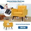 imageGiantex Upholstered Accent Chair Modern Mid Century Linen Fabric Living Room Chair with Arms Max Load 265 Lbs Comfy Tufted Single Sofa for Reading Bedroom Office Club GreyYellow